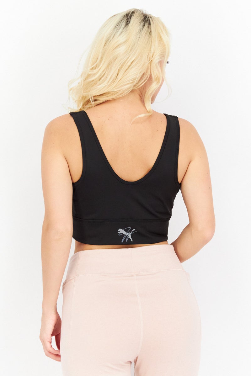 PUMA Women Sportswear Fit Brand Logo Training Crop Top, Black - Image 2